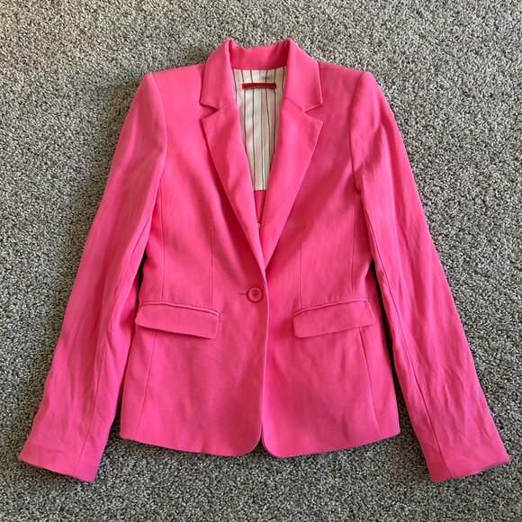 Alice + Olivia Womens Small Hot Pink Single-Button Denny Boyfriend Blazer - Picture 3 of 12